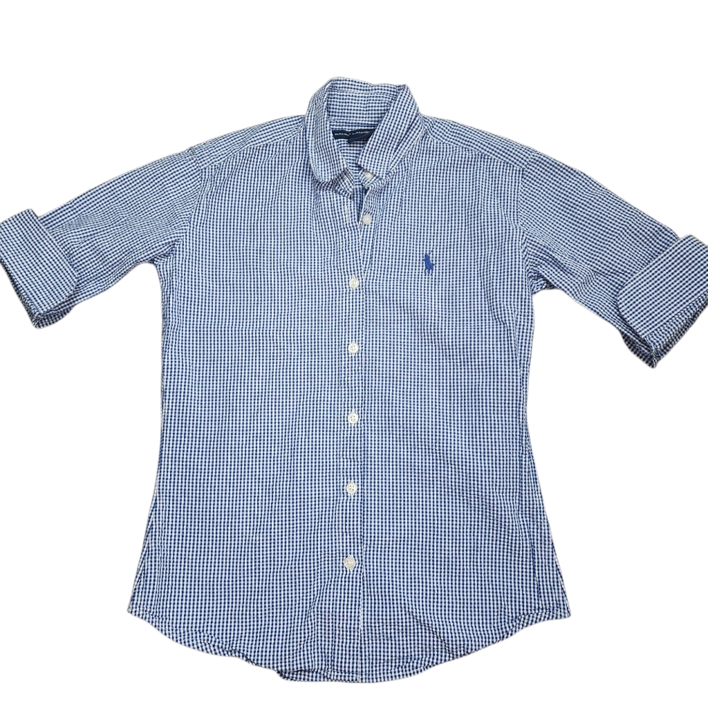 Ralph Lauren Sport Seersucker Button Down Top Size Small